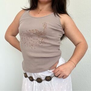 Prospirit Ribbed Sequin Tank Top